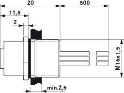 AB-C4-M12MS-M16-PO-0,5 sensor/actuator panel connector -   Engineering Drawing